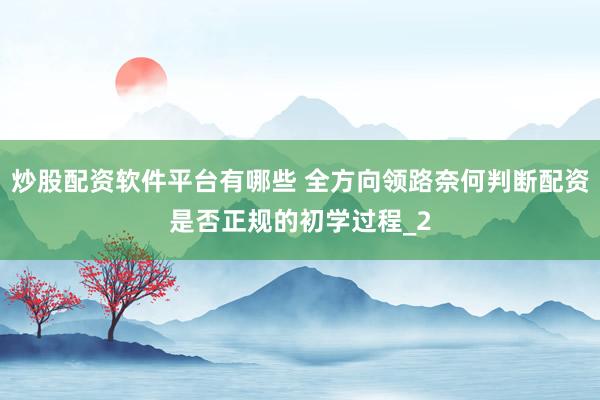 炒股配资软件平台有哪些 全方向领路奈何判断配资是否正规的初学过程_2